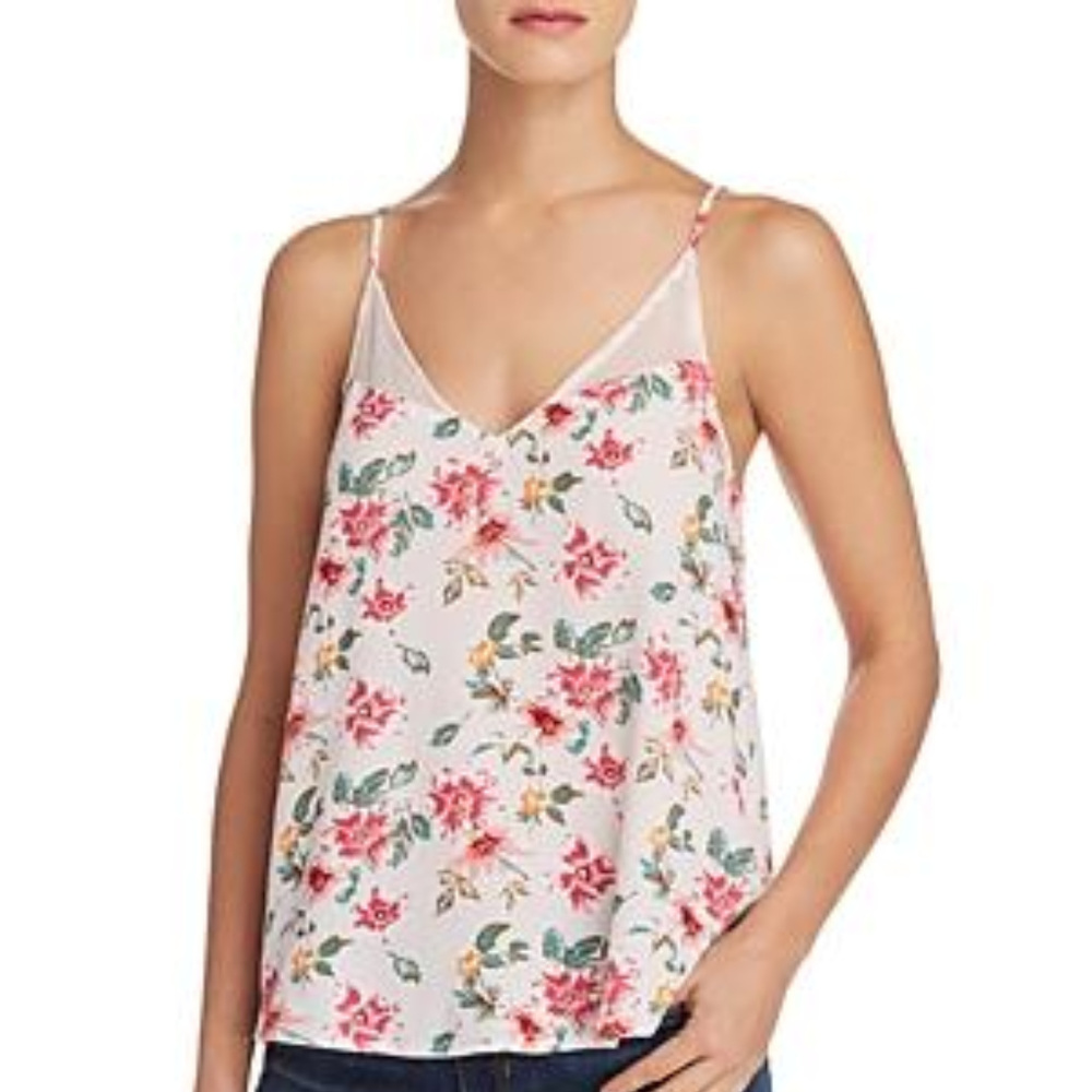 FLORAL MESH VNECK TANK